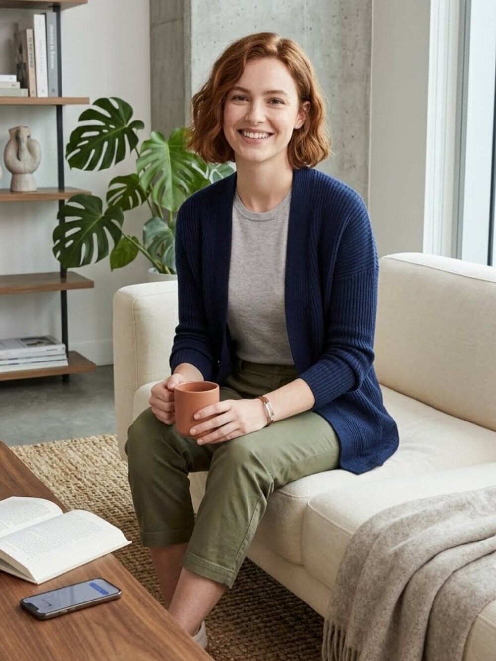 Eileen Fisher Women's Blue 100% Organic Linen Ribbed Long Sleeve Cardigan XS/TP